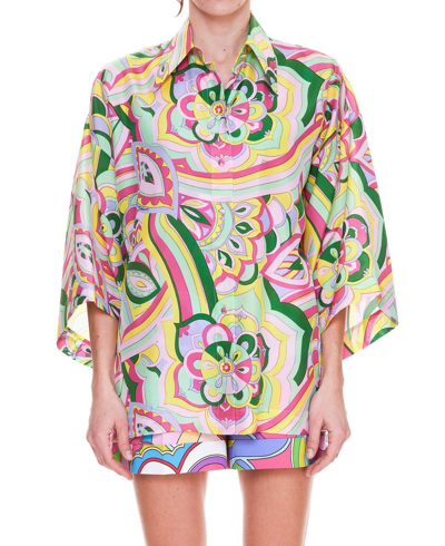 Dolce & Gabbana Abstract-print Silk Shirt In Multicolor