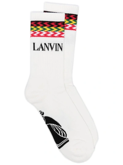 Lanvin Logo Calf-length Socks In White