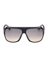 Tom Ford 62mm Gradient Polarized Oversize Aviator Sunglasses In 01b Black/grey