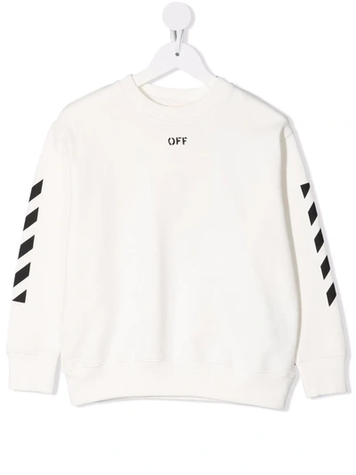 Off-white White Kids Sweatshirt With Off Stamp And Diagonals