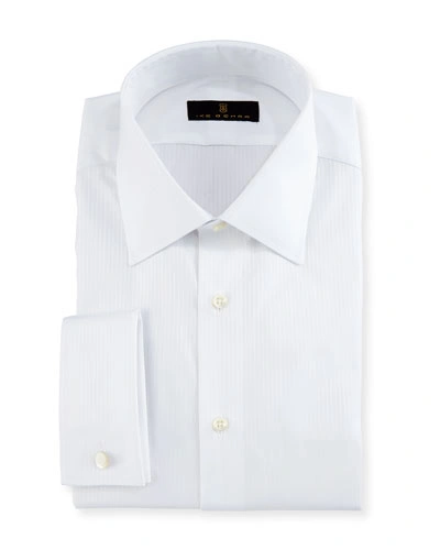 Ike Behar Gold Label Textured-stripe Dress Shirt, White