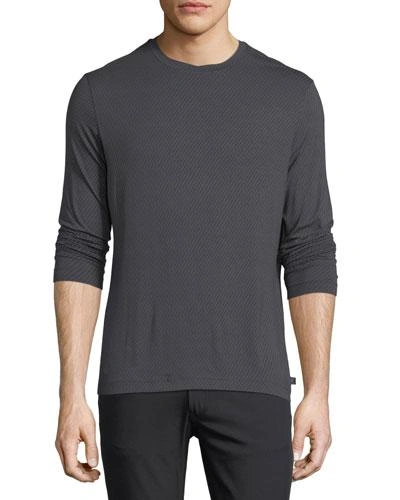 Armani Collezioni Brushed Striped Long-sleeve T-shirt In Blue