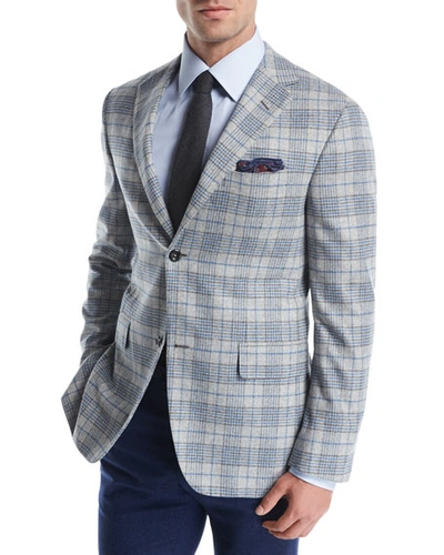 Oxxford Plaid Escorial Wool Sport Coat In Gray