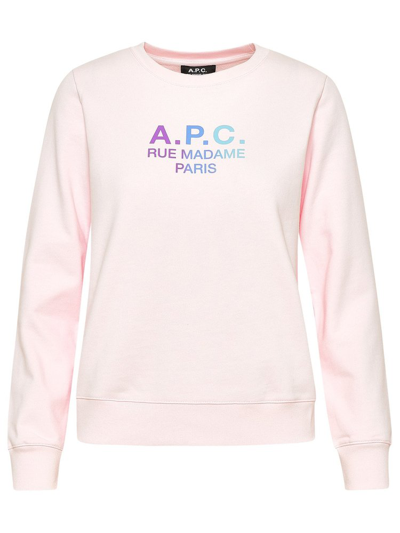 Apc Mathilda Logo Detail Cotton Sweatshirt In Pink