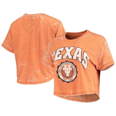 Pressbox Women's  Tennessee Orange Tennessee Volunteers Edith Vintage-like Burnout Crop T-shirt In Texas Orange