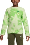 Nike Kids' French Terry Embroidered Tie Dye Sweater In Vivid Green/ Rush Orange