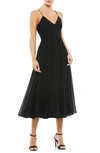 Mac Duggal Surplice Ruched Midi Dress In Black