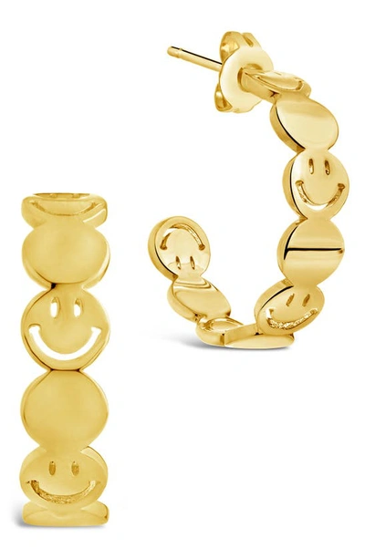 Sterling Forever Smile Hoop Earrings In Gold-plated