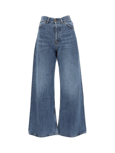 Chloé Logo-print Wide-leg Denim Jeans In Navy