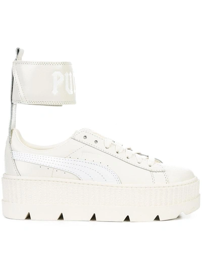 Fenty X Puma Fenty Puma X Rihanna Women's Leather Ankle Strap Platform Sneakers In White