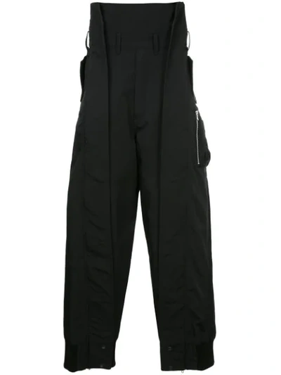 Julius High Waisted Utility Trousers In Black