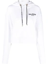 Balmain Logo Cropped Sweatshirt In White