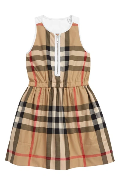 Burberry Kids' Adrienne Archive Check Poplin Dress In Beige