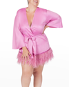 Rya Collection Swan Feather-hem Robe, Inclusive Sizing In Orchid