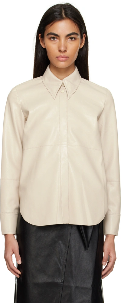 Nanushka Naum Vegan Leather Shirt In Ivory