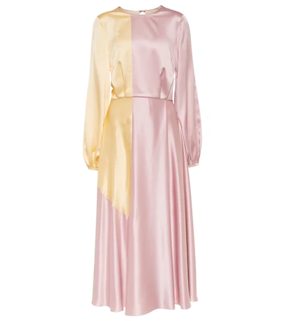 Roksanda Anahita Panelled Silk-satin Midi Dress In Pink