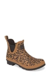 Joules Wellibob Short Rain Boot In Tan Leopard