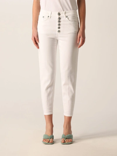 Dondup Cropped Jeans In Cotton Denim In White