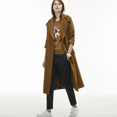 Lacoste Women's Detachable Hood Gabardine Wraparound Trench Coat - Dark  Renaissance Brown | ModeSens