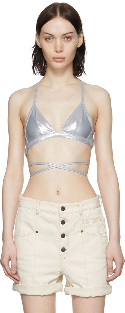 Isabel Marant Wraparound Triangle Tie Bikini Top In Silver