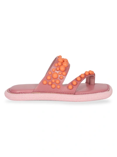 Dries Van Noten Embellished Asymmetric Toe Ring Flat Sandals In Pink