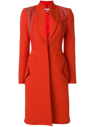 Givenchy Ruffle Hem Crepe Coat - Red
