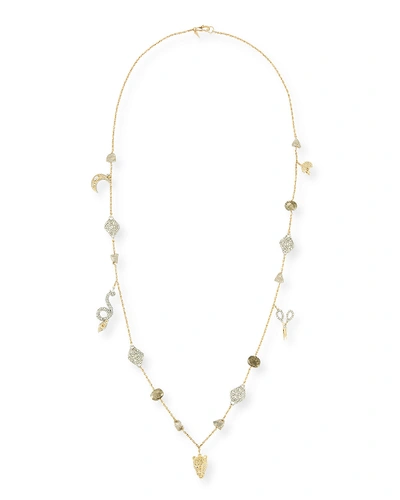 Alexis Bittar Mixed Crystal Charm Necklace, 38"