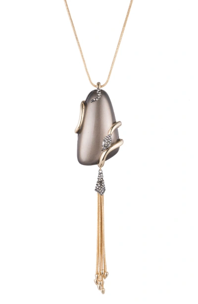 Alexis Bittar Wrapped Snake Pendant Necklace With Tassel In Gold