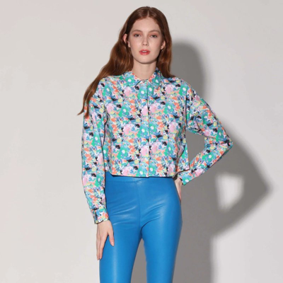 Walter Baker Lori Lamb Leather Crop Pants In Blue