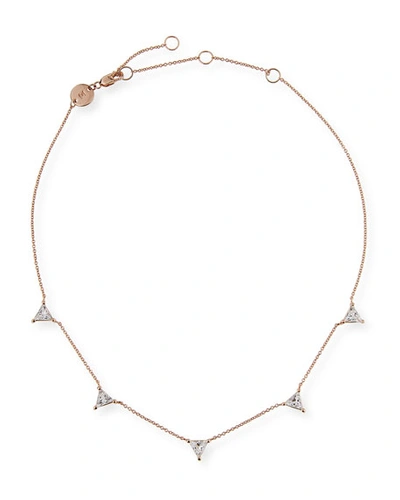 Jennifer Zeuner Luz Trillion-cut White Sapphire Necklace In Rose