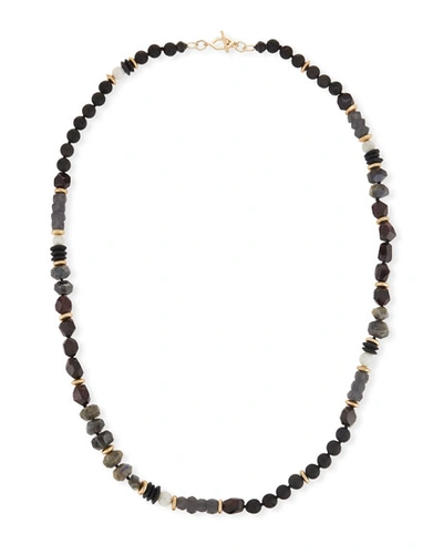Akola Beaded Moonstone Necklace In Black/red