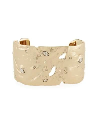 Alexis Bittar Textured Cuff With Crystals In Gold