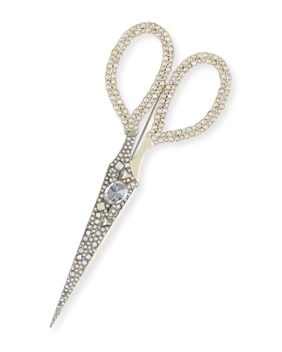 Alexis Bittar Pave Crystal Scissors Pin In Yellow/silver