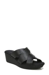 Naturalizer Rowena Platform Slide Sandal In Black Leather