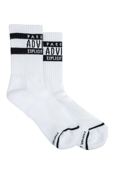 Mother Baby Steps Crew Socks In Parental Advisory Blk/ Wht