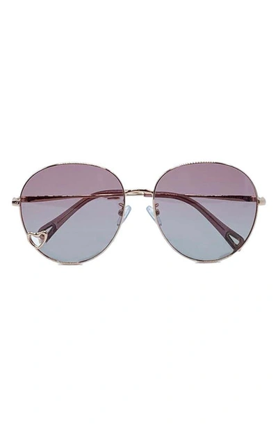 Bluestone Sunshields Love 53mm Polarized Round Sunglasses In Rose Gold / Pink
