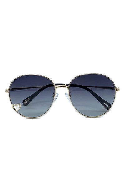 Bluestone Sunshields Love 53mm Polarized Round Sunglasses In Gold/gray