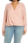 Halogen Cross Front Blouse In Pink Fluid Lines