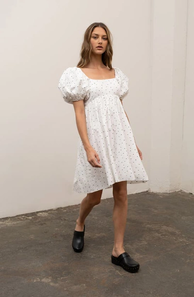Moon River Smocked Puff Sleeve Empire Waist Dress In Ivory
