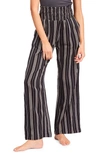 Billabong Juniors' New Wave Striped Wide-leg Pants In Black