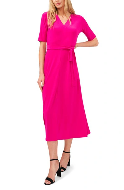 Chaus Tie Waist Midi Dress In Pink