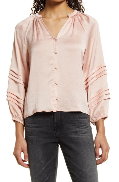 1.state Pintuck Sleeve Satin Blouse In Pale Peach