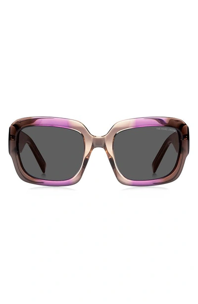 Marc Jacobs 59mm Rectangle Sunglasses In Violet Black/white / Grey