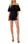 Endless Rose Off The Shoulder Ruffle Romper In Black