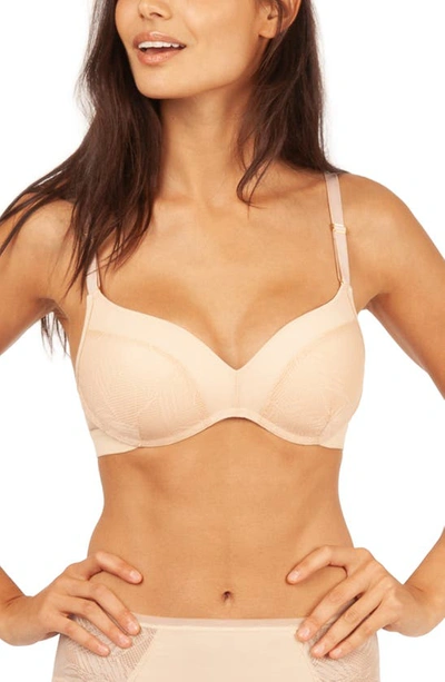 Lively The Smooth Lace No-wire Push-up Bra In Toasted Almond