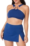 Bleu By Rod Beattie Ring Me Up High Waist Skirted Bikini Bottoms In Navy