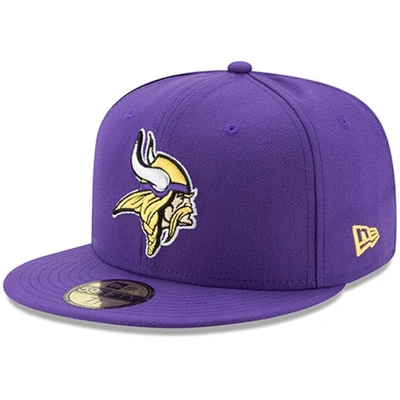 New Era Purple Minnesota Vikings Omaha 59fifty Fitted Hat In Purple/yellow