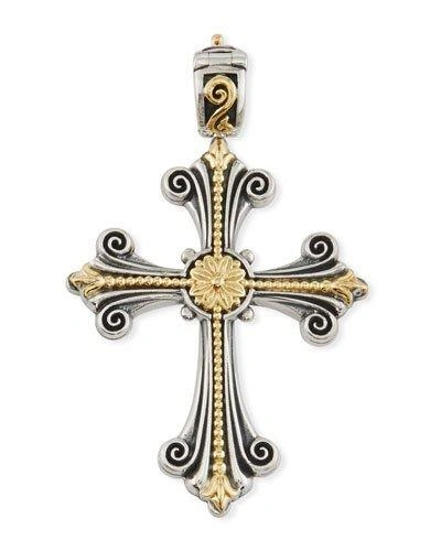 Konstantino Sterling Silver & 18k Fleur Cross Pendant In Yellow/silver