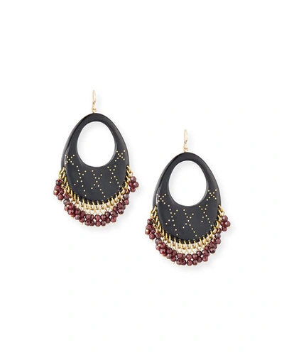 Ashley Pittman Vuka Dark Horn Open Hoop Earrings In Brown/red