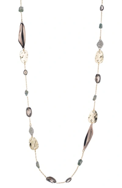 Alexis Bittar Chocolate Crystal Station Necklace In Gold/chocolate